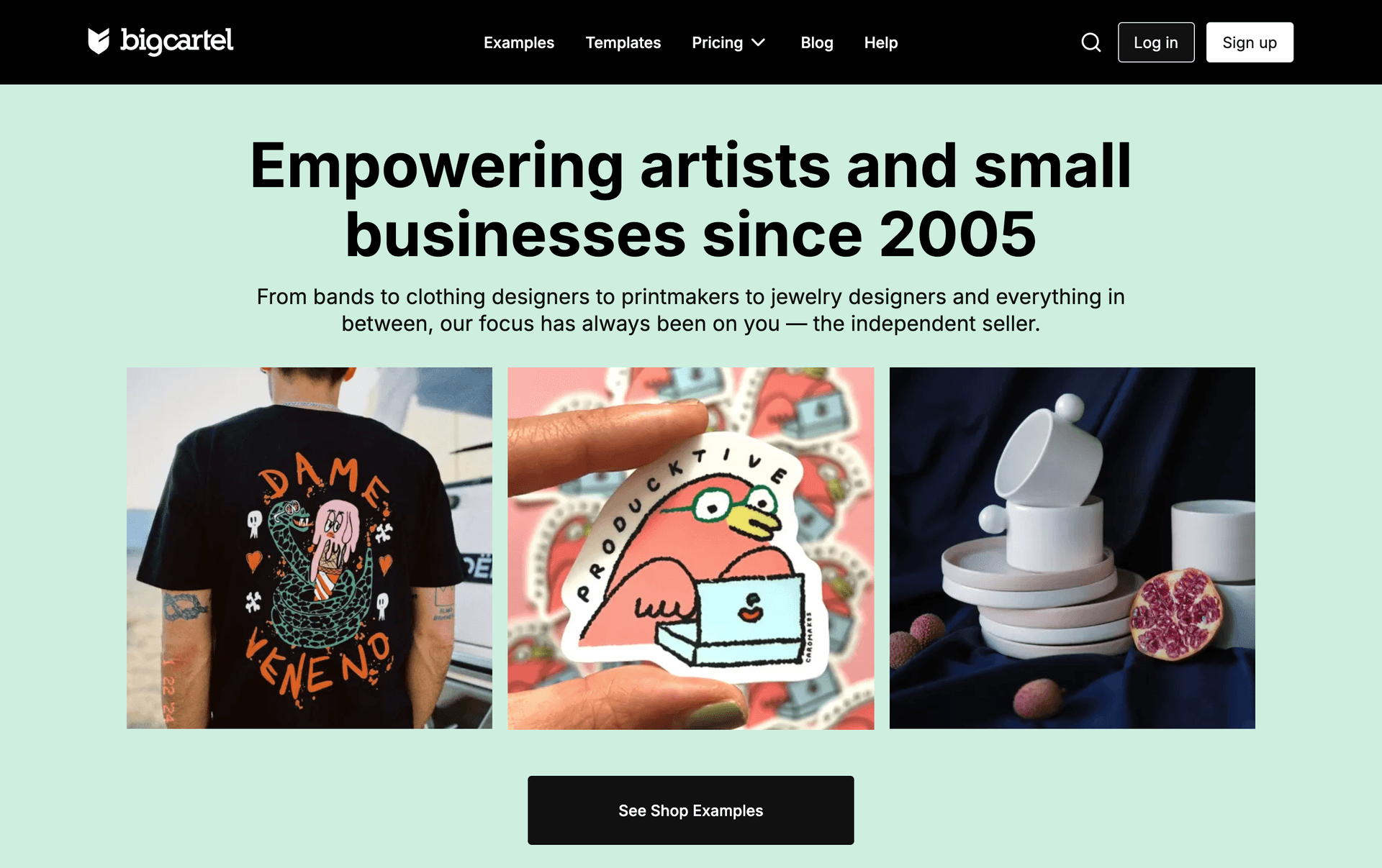 capture d'écran du projet intitulé Big Cartel