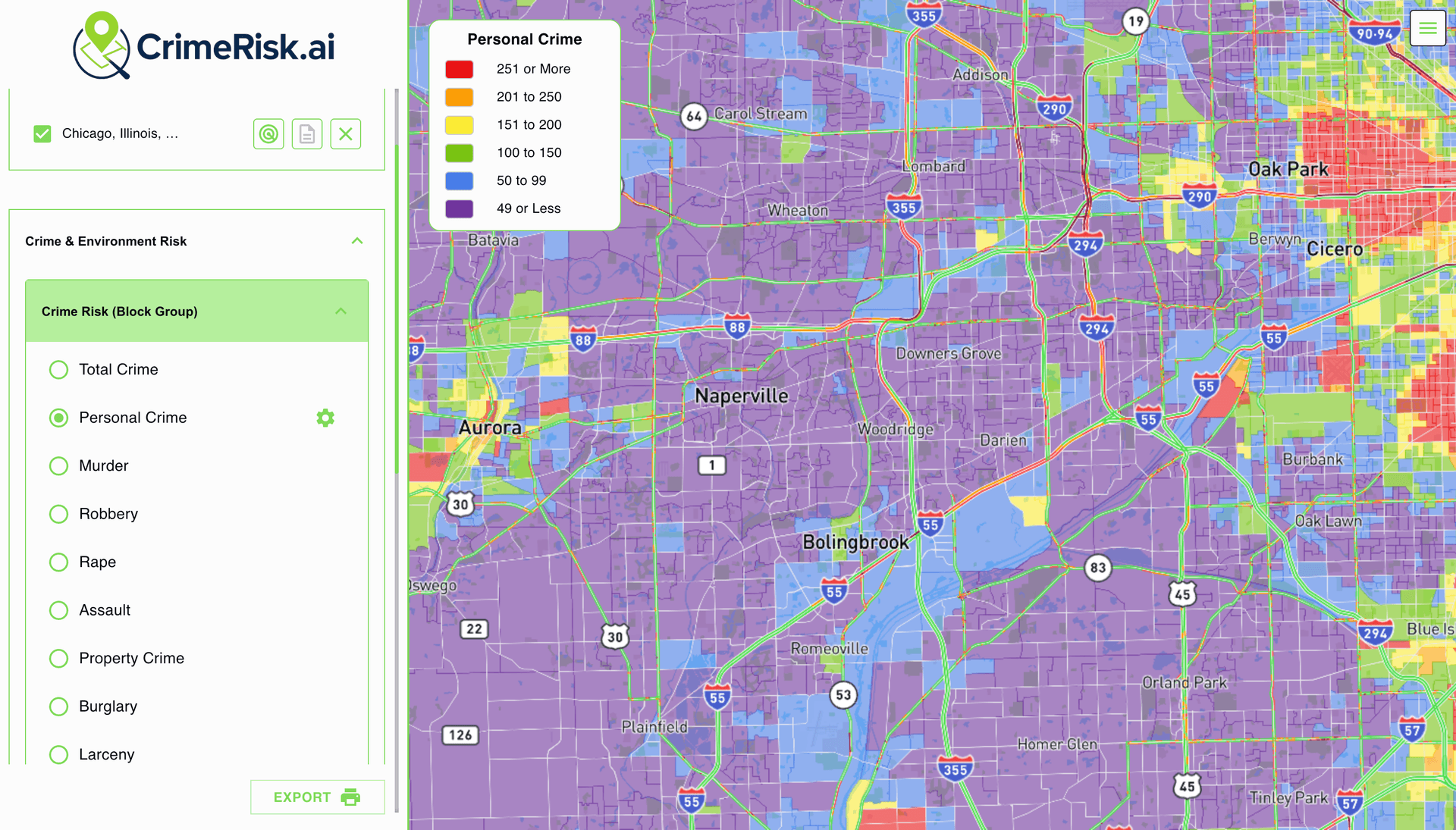 capture d'écran du projet intitulé CrimeRisk.AI